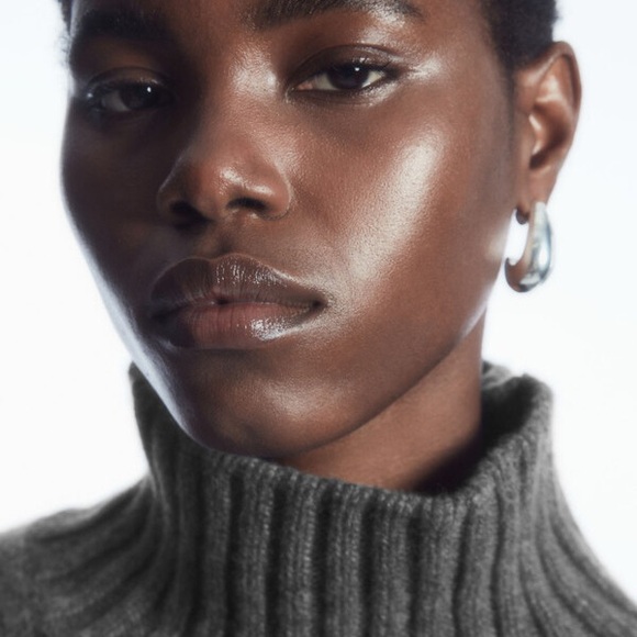 COS Chunky Pure Cashmere Turtleneck Sweater gray size L nwt - Picture 8 of 10